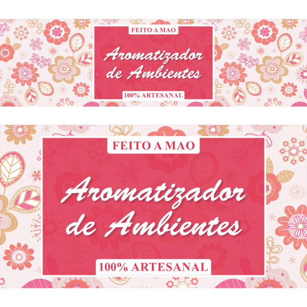 Rótulo Rosa Aromatizador de Ambiente 12,5x3,5cm